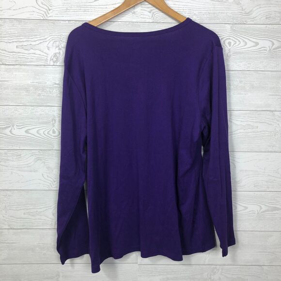 St Johns Bay Women's Essential Tee Long Sleeve 100% Cotton Scoop Neck Size 2X - Picture 3 of 4